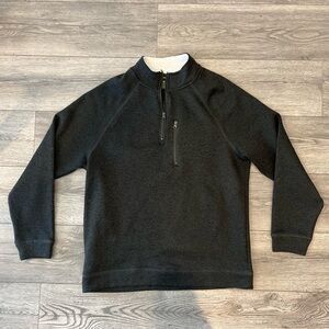 Old River Men’s Black Gray Knit Fleece Quarter Zip Mock Sherpa Lined Collar XL